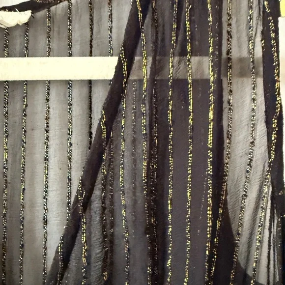 Anthropologie Black & Gold Metallic, Midi Dress by Floriat Size Small - Picture 14 of 16